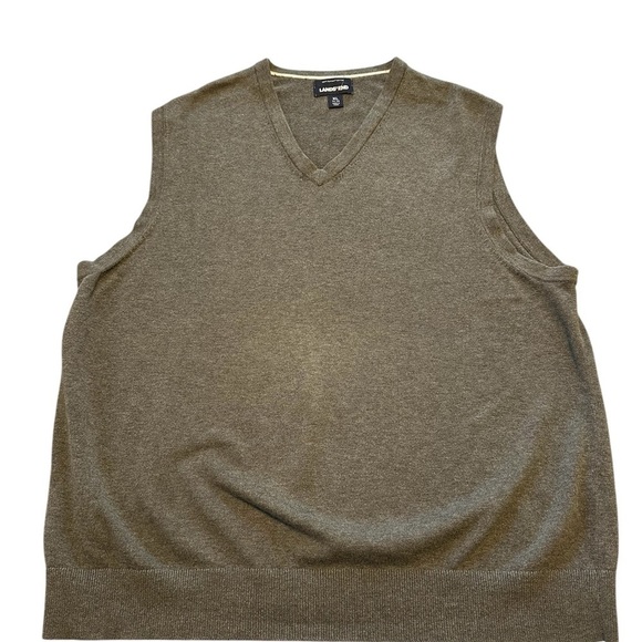Lands' End Men's Sweater Vest Gray Minimalist Supima Cotton Soft V-neck Size XL - Picture 1 of 6